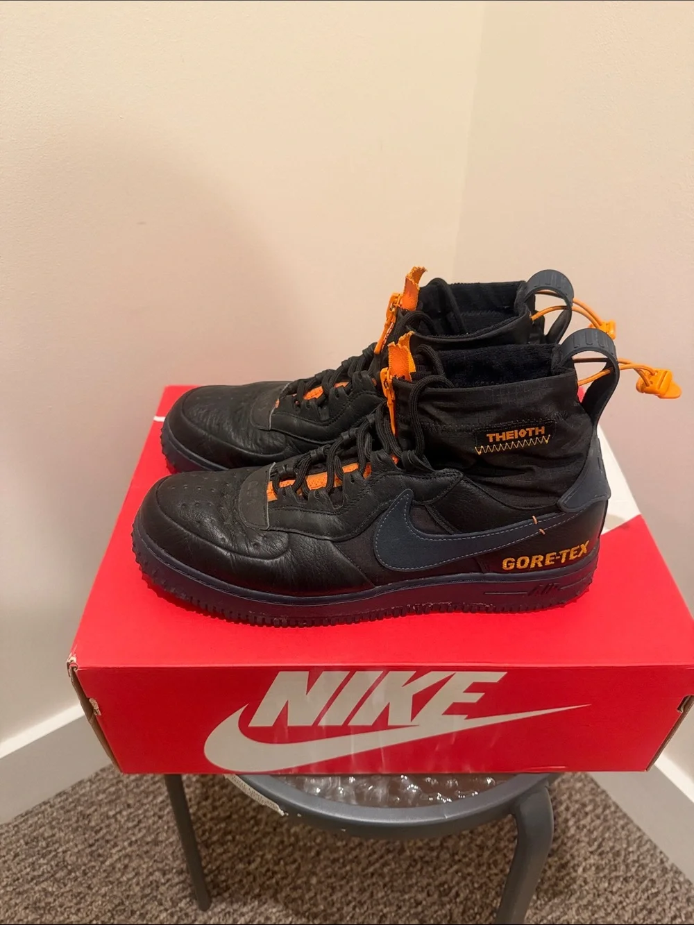Nike Men’s Black & Orange GORE-TEX High-Top Sneakers